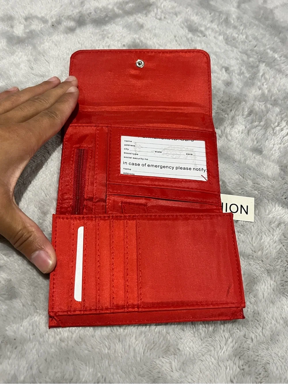 New JC Fashion Red Faux Leather Foldover Wallet – Compact Bifold